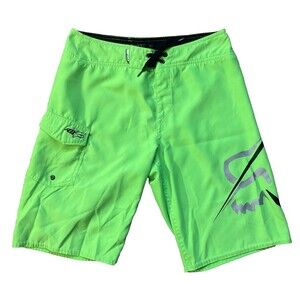 Fox Racing Mens Size 30 Board Shorts Neon Green Graphic Swim Trunks